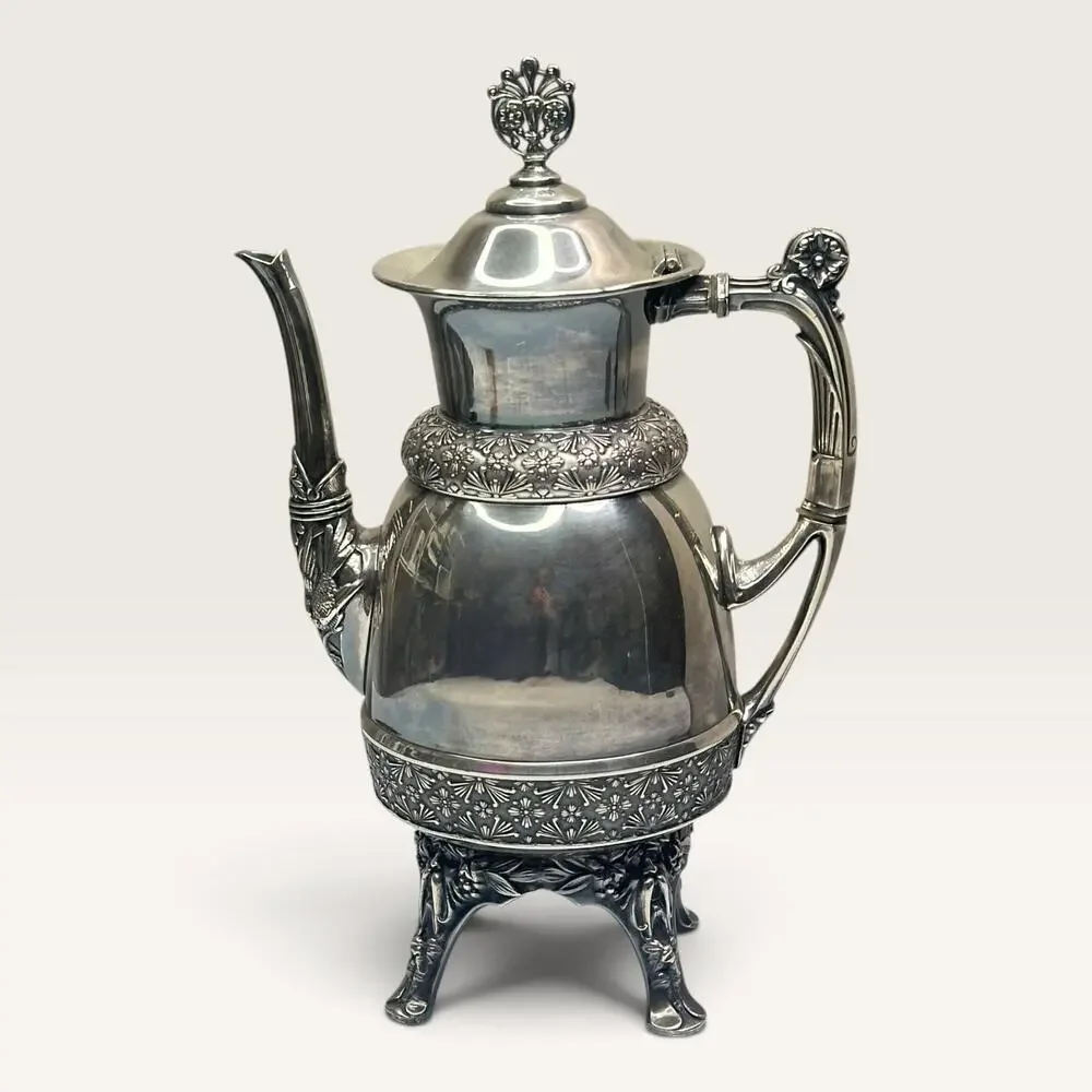 Antique 19th Century Meriden B. Co. Ornate Silver Plate Coffee Tea Pot 1924-6